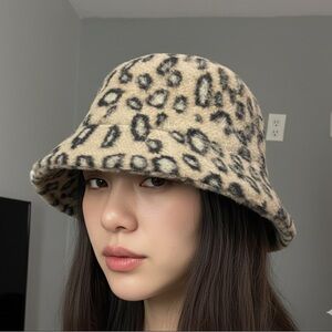 Vince Camuto Tan and Black Animal Print Hat